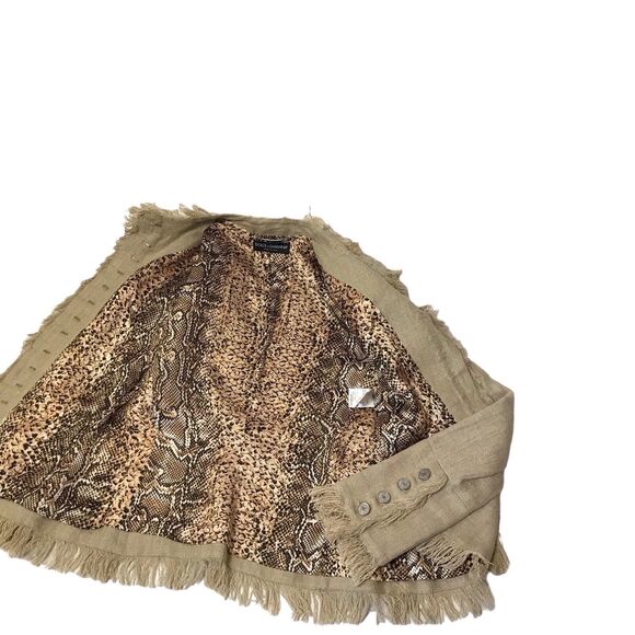 Dolce & Gabbana Women Linen Jacket with fringe Beige 40 - Picture 14 of 16